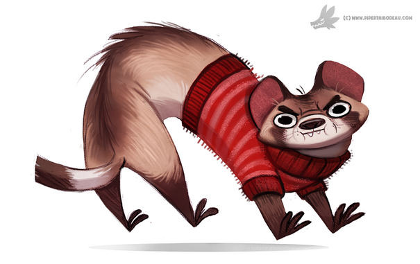 Art of a weasel by piper_thibodeau. Sourced from e926.net